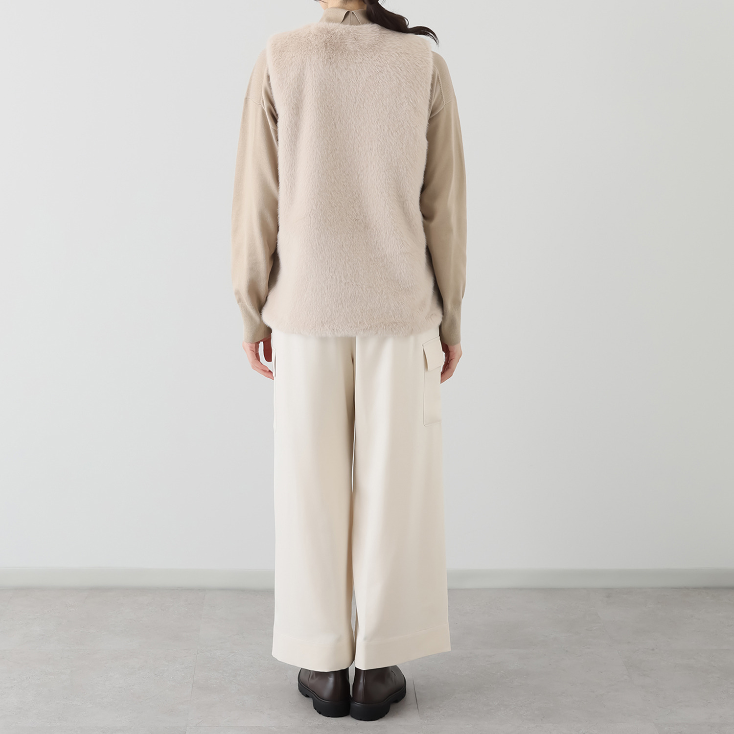 元町ゼラール 着回し抜群で大活躍！ フェイクファーベスト付 はっ水＆軽量ストレッチ ダブルフロントコート