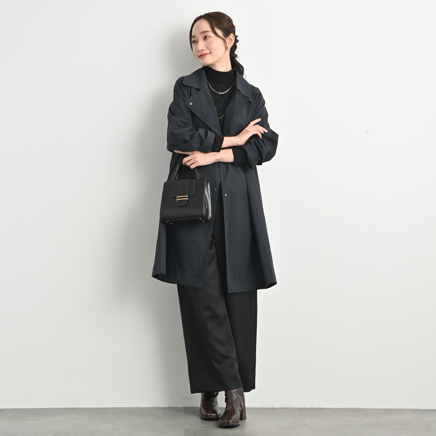 元町ゼラール 着回し抜群で大活躍！ フェイクファーベスト付 はっ水＆軽量ストレッチ ダブルフロントコート