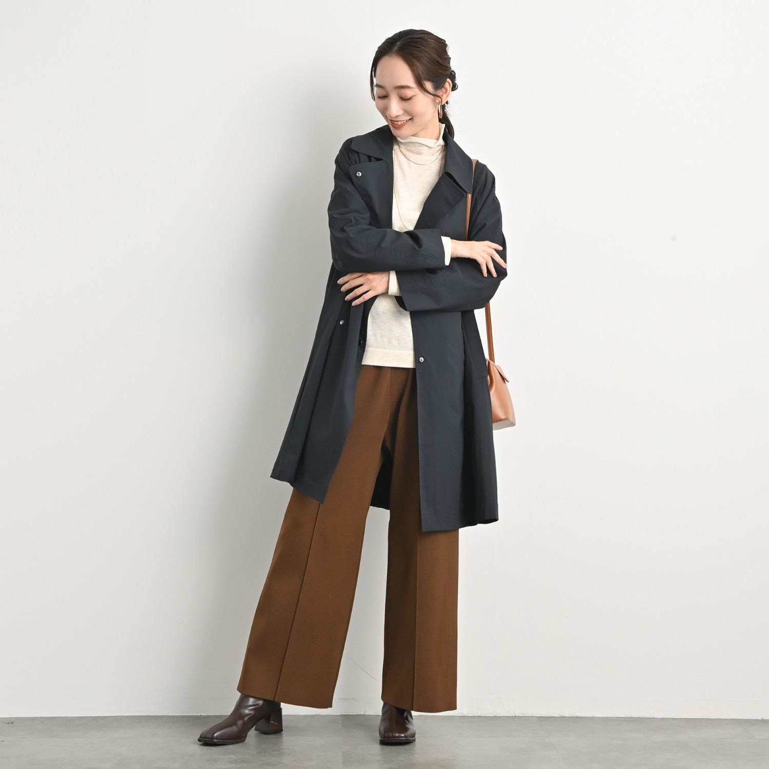 元町ゼラール 着回し抜群で大活躍！ フェイクファーベスト付 はっ水＆軽量ストレッチ ダブルフロントコート