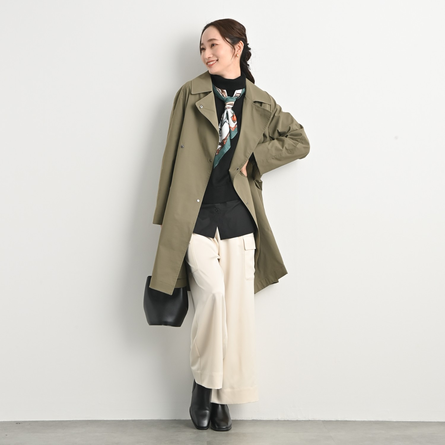 元町ゼラール 着回し抜群で大活躍！ フェイクファーベスト付 はっ水＆軽量ストレッチ ダブルフロントコート