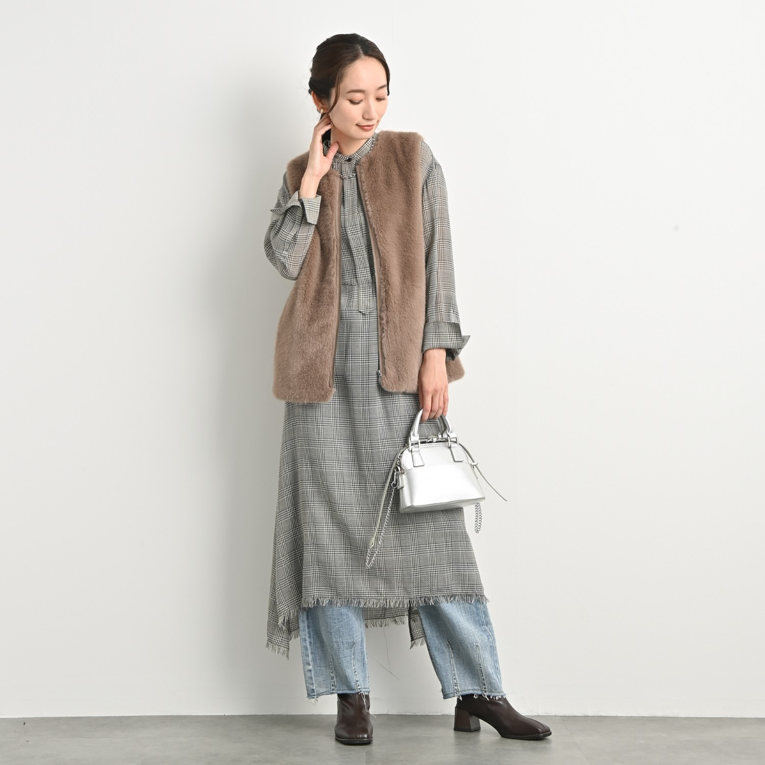 元町ゼラール 着回し抜群で大活躍！ フェイクファーベスト付 はっ水＆軽量ストレッチ ダブルフロントコート