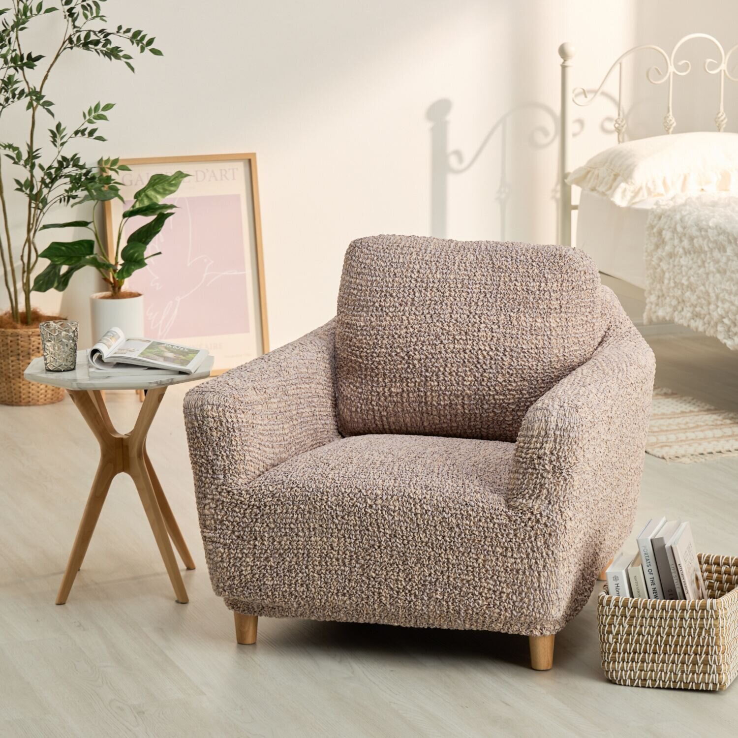 イタリア製 縦・横・ななめに伸びて ぴったりフィット シャーリングソファカバー ＜１人掛け＞