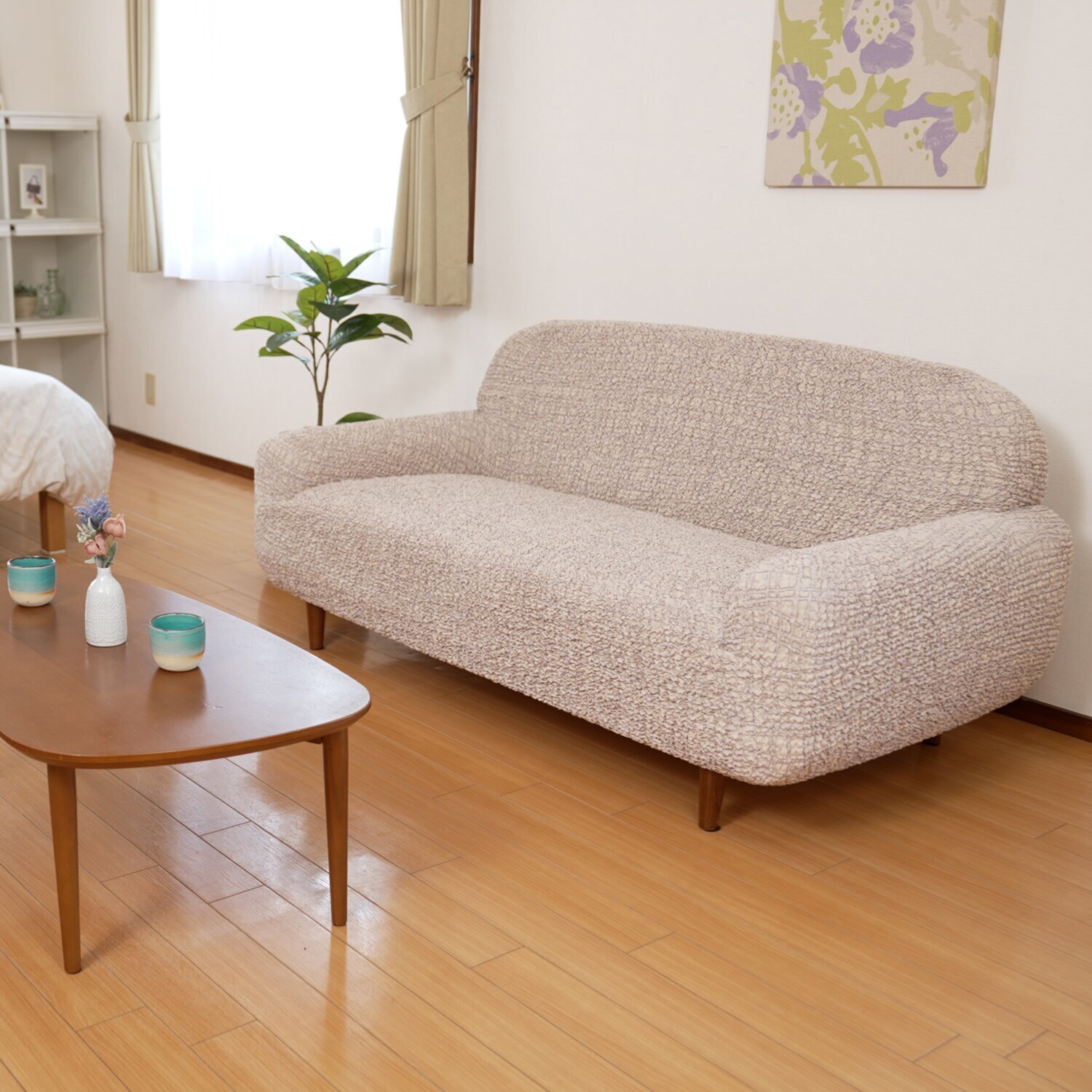 イタリア製 縦・横・ななめに伸びて ぴったりフィット シャーリングソファカバー ＜２人掛け＞