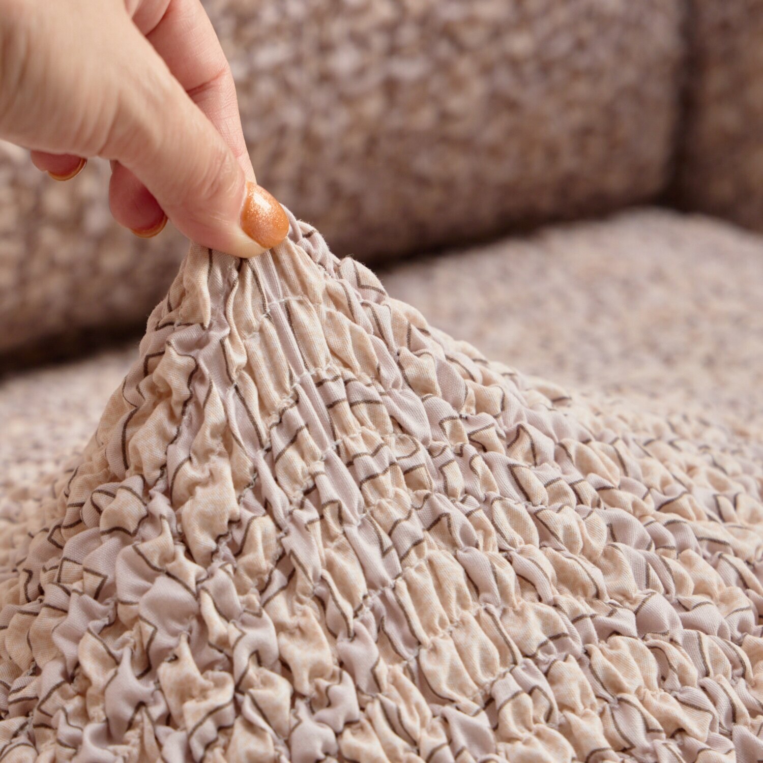 イタリア製 縦・横・ななめに伸びて ぴったりフィット シャーリングソファカバー ＜２人掛け＞