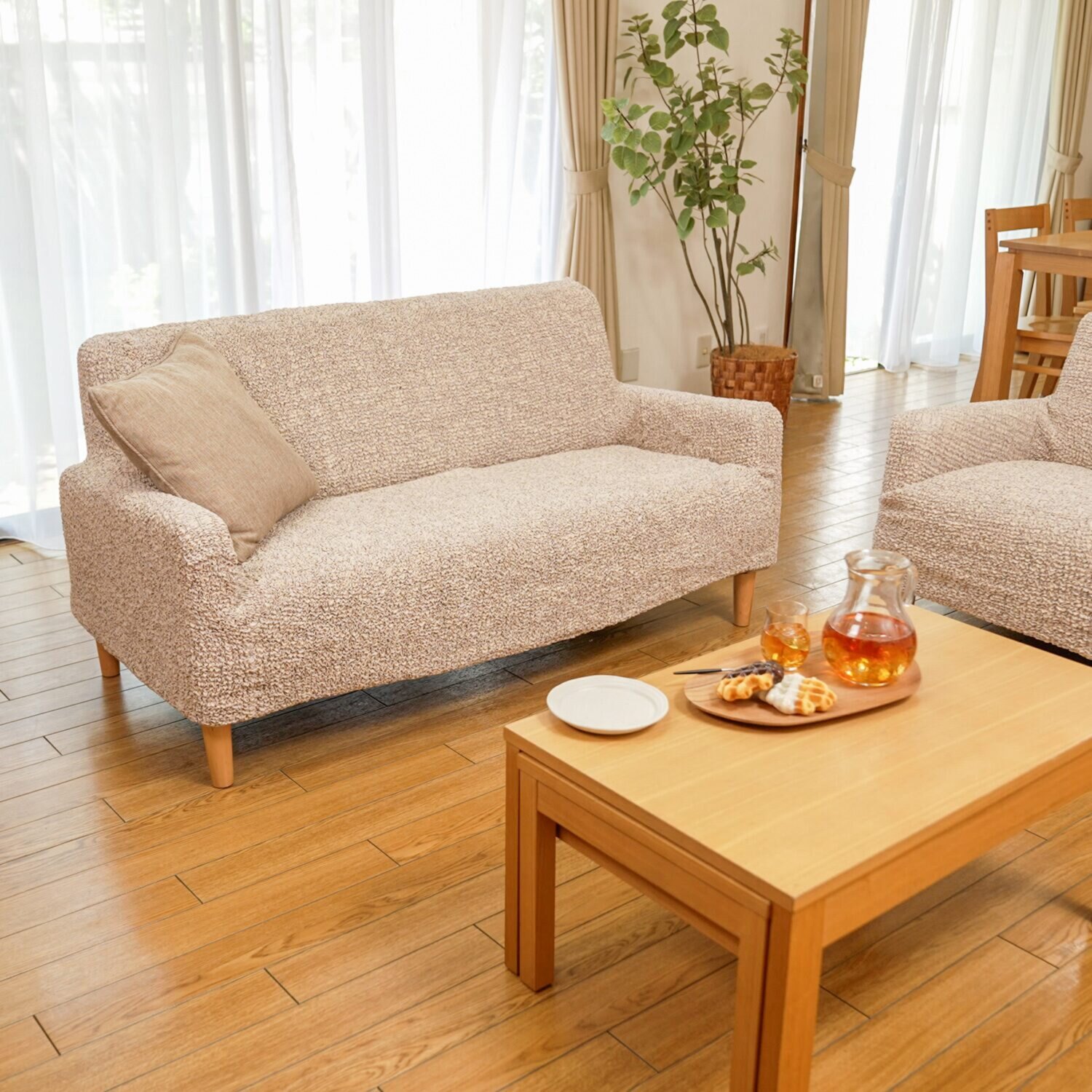 イタリア製 縦・横・ななめに伸びて ぴったりフィット シャーリングソファカバー ＜４人掛け＞