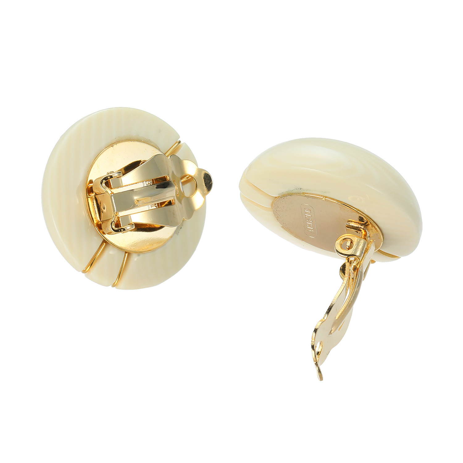 アイボリーナ アイボリーカラー ゴールドカラーライン アクセント イヤリング