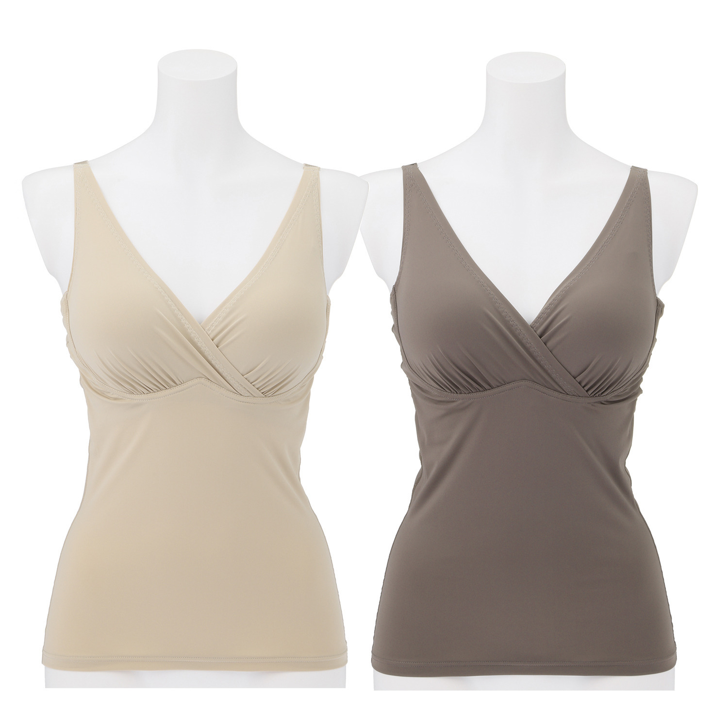 きれいになろう！ 静電気防止加工 樹脂入りモールド バストメイクブラキャミ ２枚セット