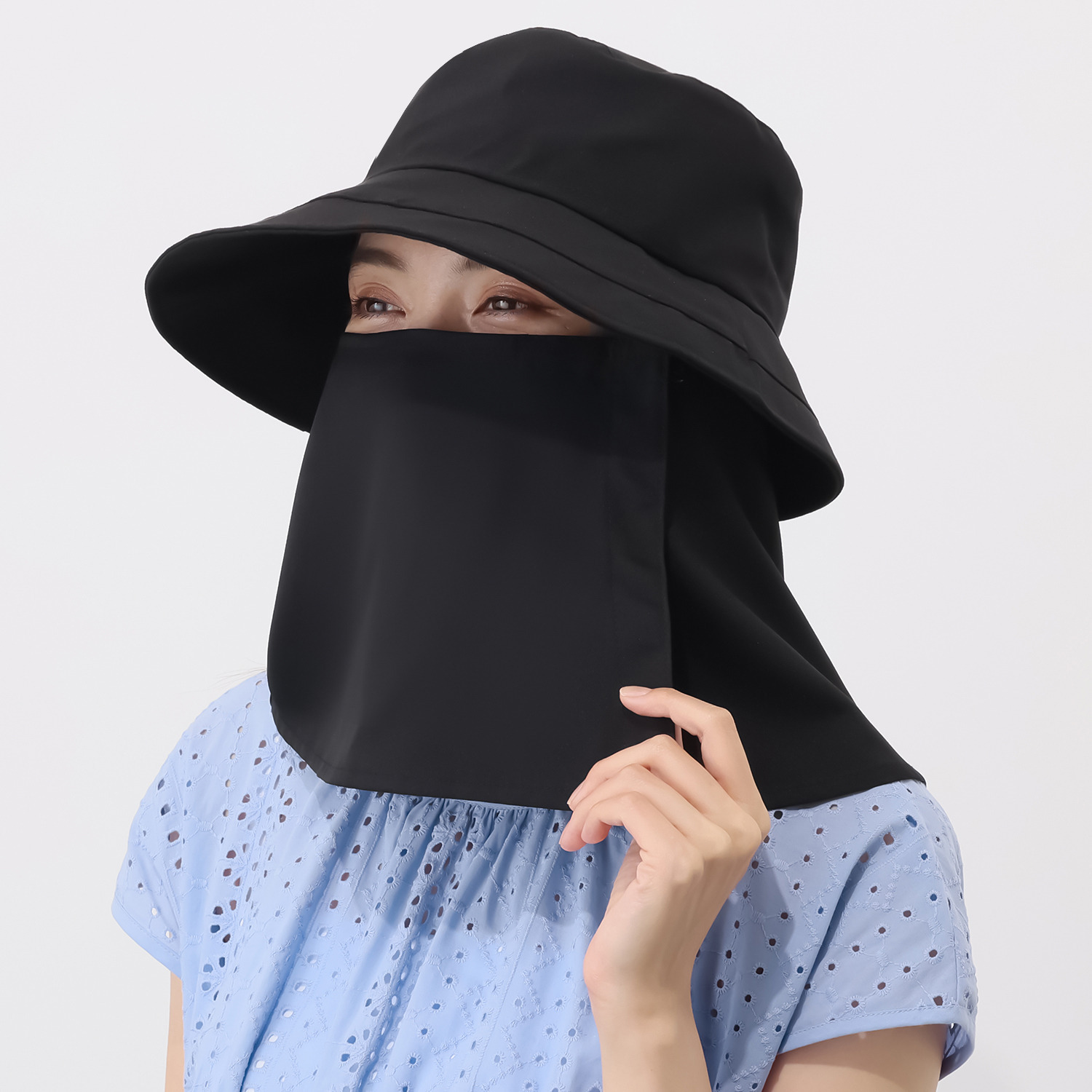 遮光・ＵＶカット フェイスカバー付 ハット