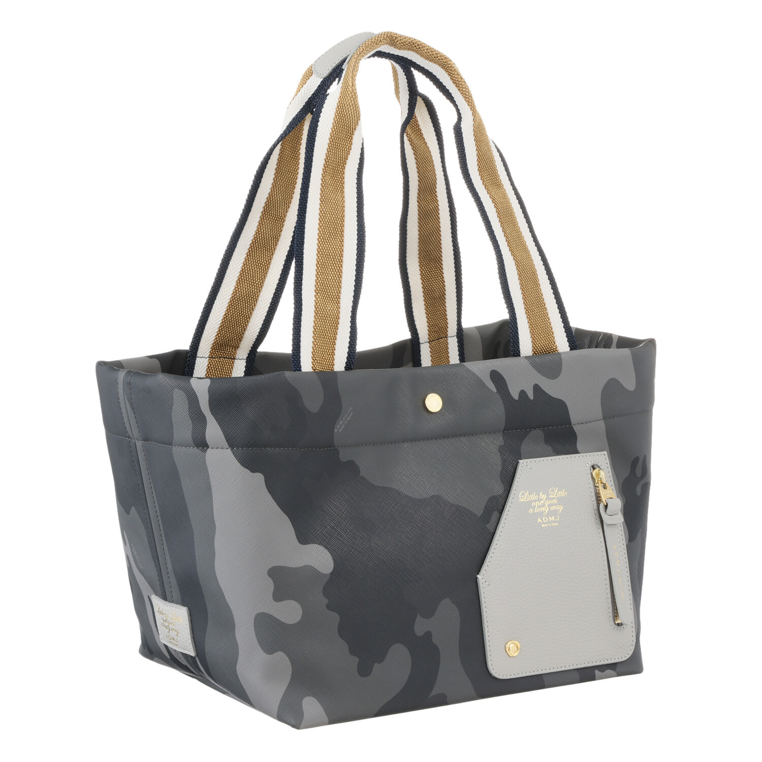 エーディーエムジェイ はっ水 イタリアンファブリック ライダースポケット トートバッグ