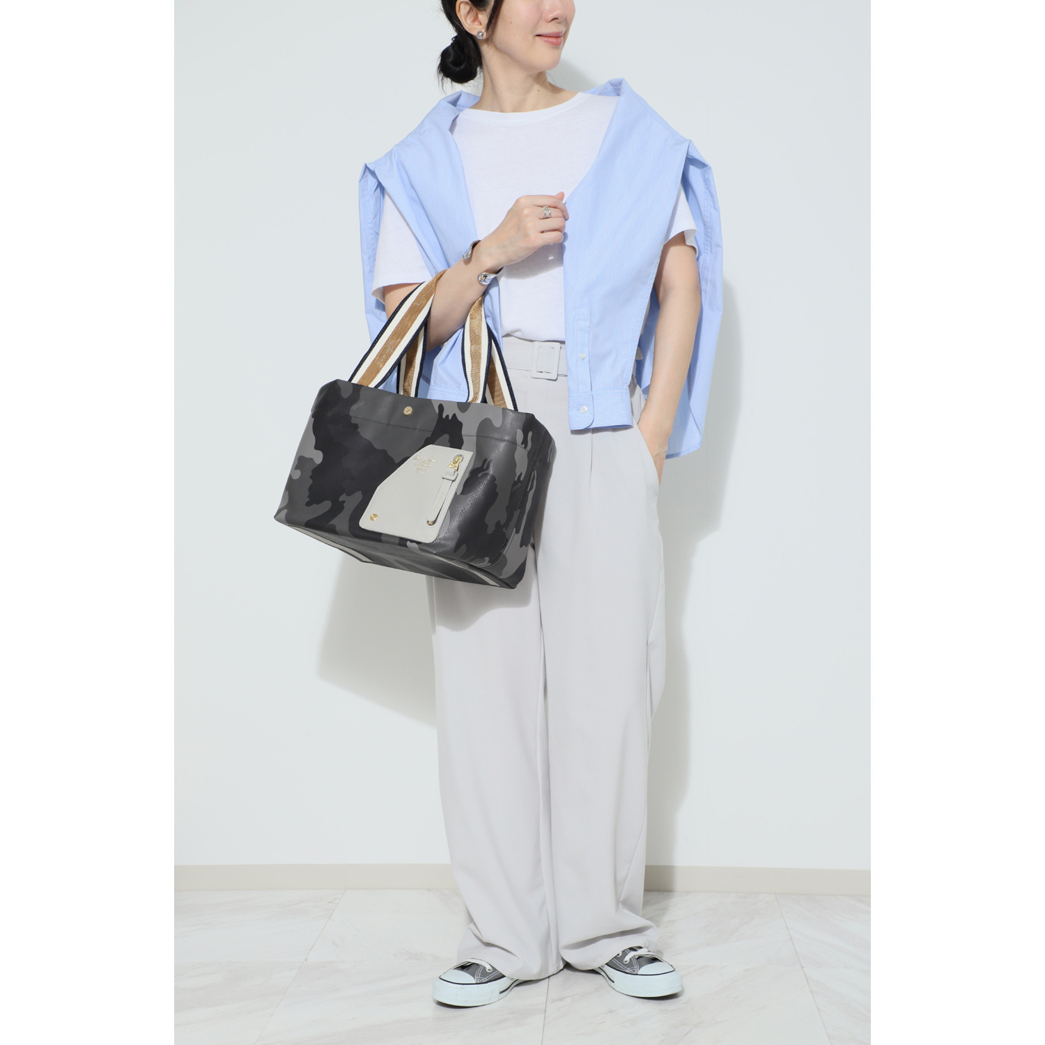 エーディーエムジェイ はっ水 イタリアンファブリック ライダースポケット トートバッグ