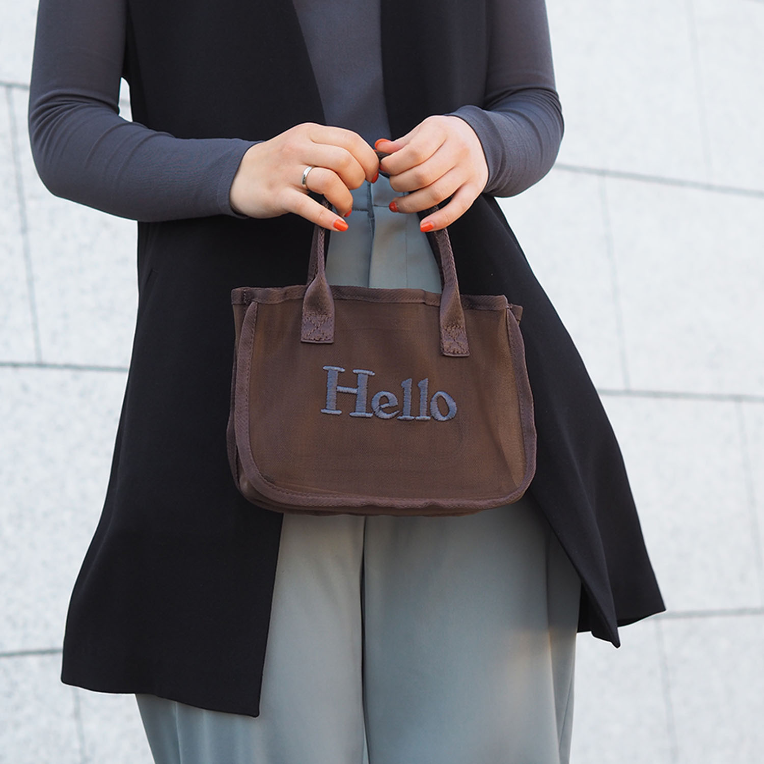 グッシオイタリー Ｈｅｌｌｏロゴメッシュ バッグインバッグ