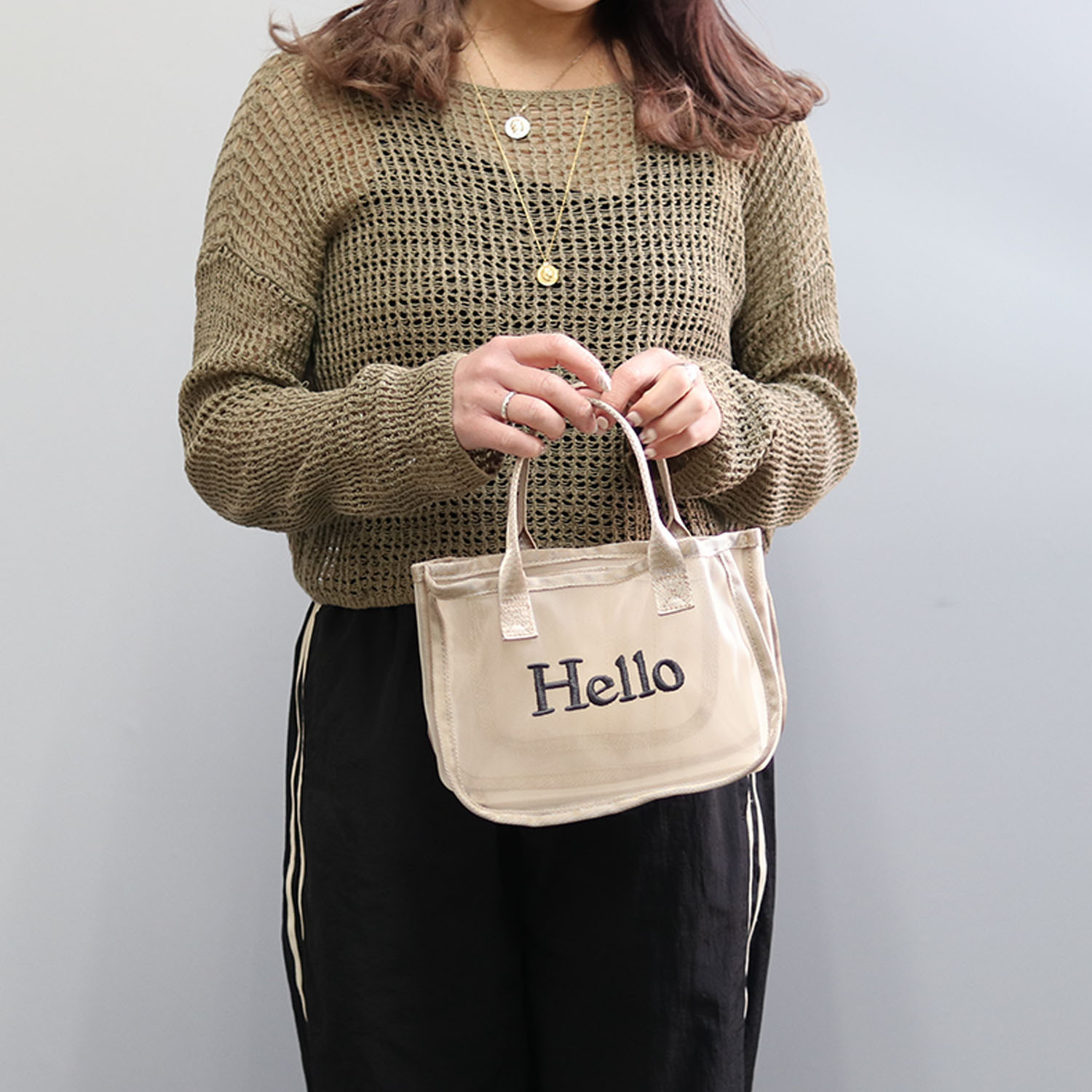 グッシオイタリー Ｈｅｌｌｏロゴメッシュ バッグインバッグ