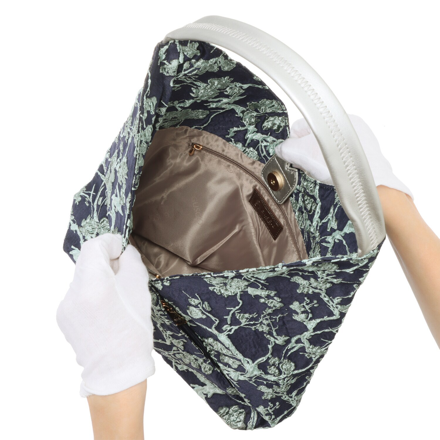 グッシオイタリー 花柄ジャガード Ｖカットトートバッグ