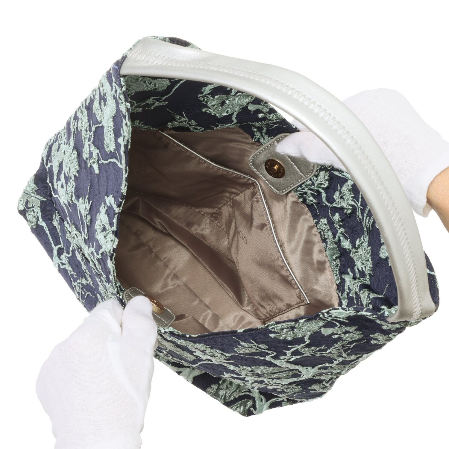 グッシオイタリー 花柄ジャガード Ｖカットトートバッグ