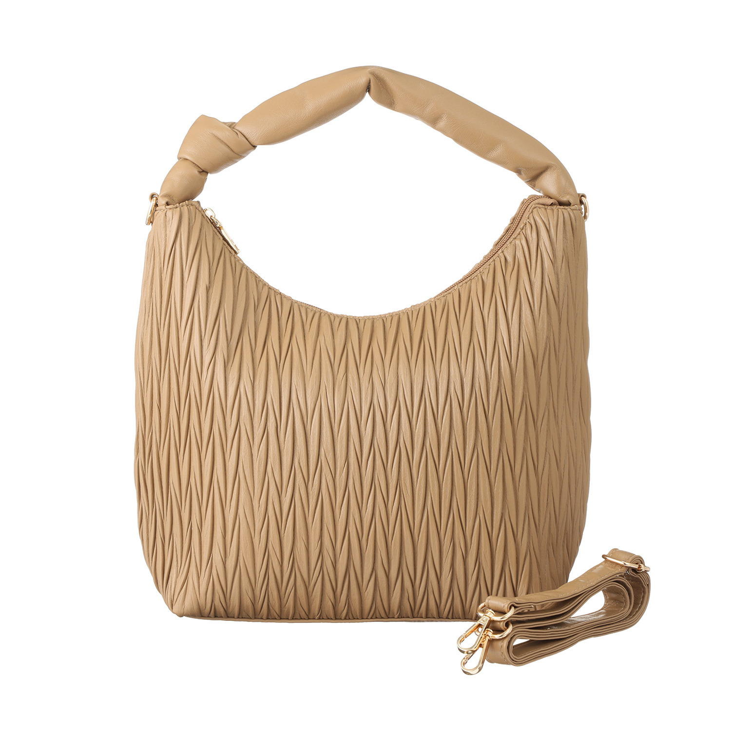 グッシオイタリー プリーツデザイン ワンハンドル ２ウェイトートバッグ