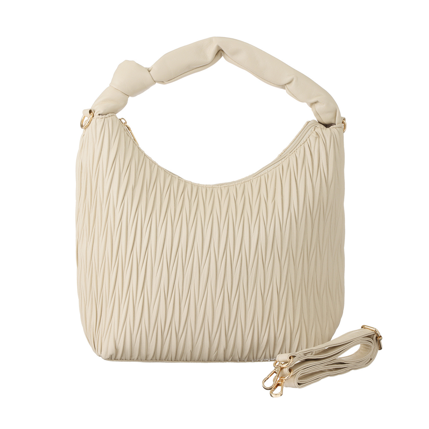 グッシオイタリー プリーツデザイン ワンハンドル ２ウェイトートバッグ