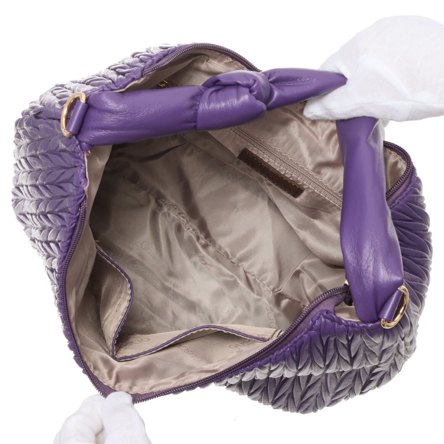 グッシオイタリー プリーツデザイン ワンハンドル ２ウェイトートバッグ