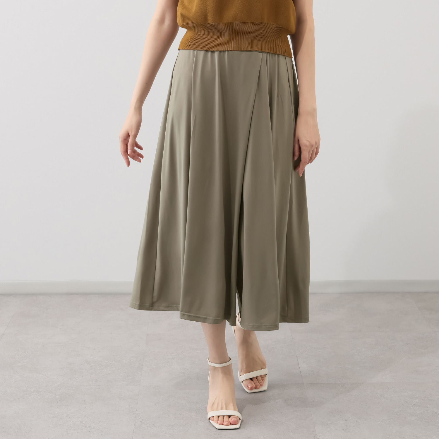 里麻 ＵＶカット・接触冷感 巻きスカート風 ワイドパンツ