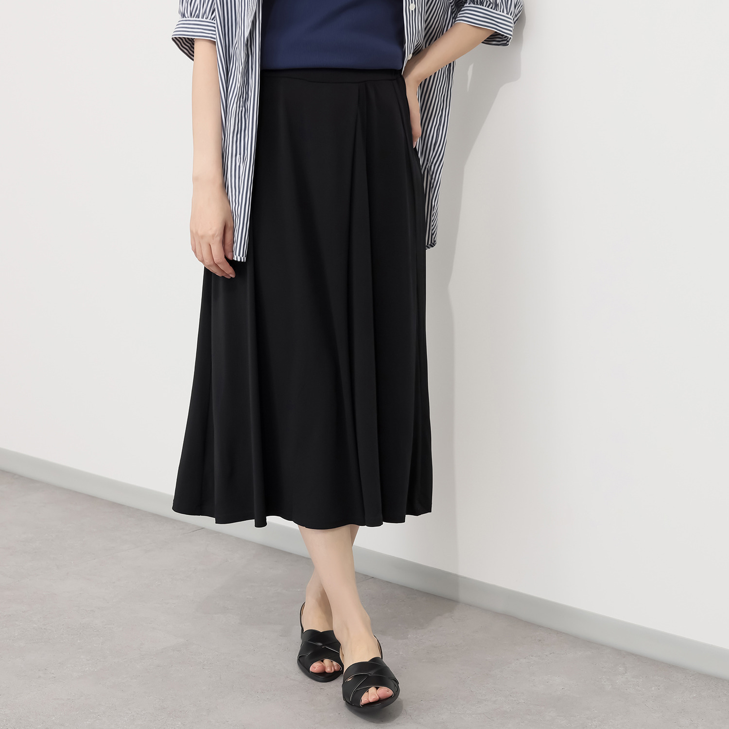 里麻 ＵＶカット・接触冷感 巻きスカート風 ワイドパンツ