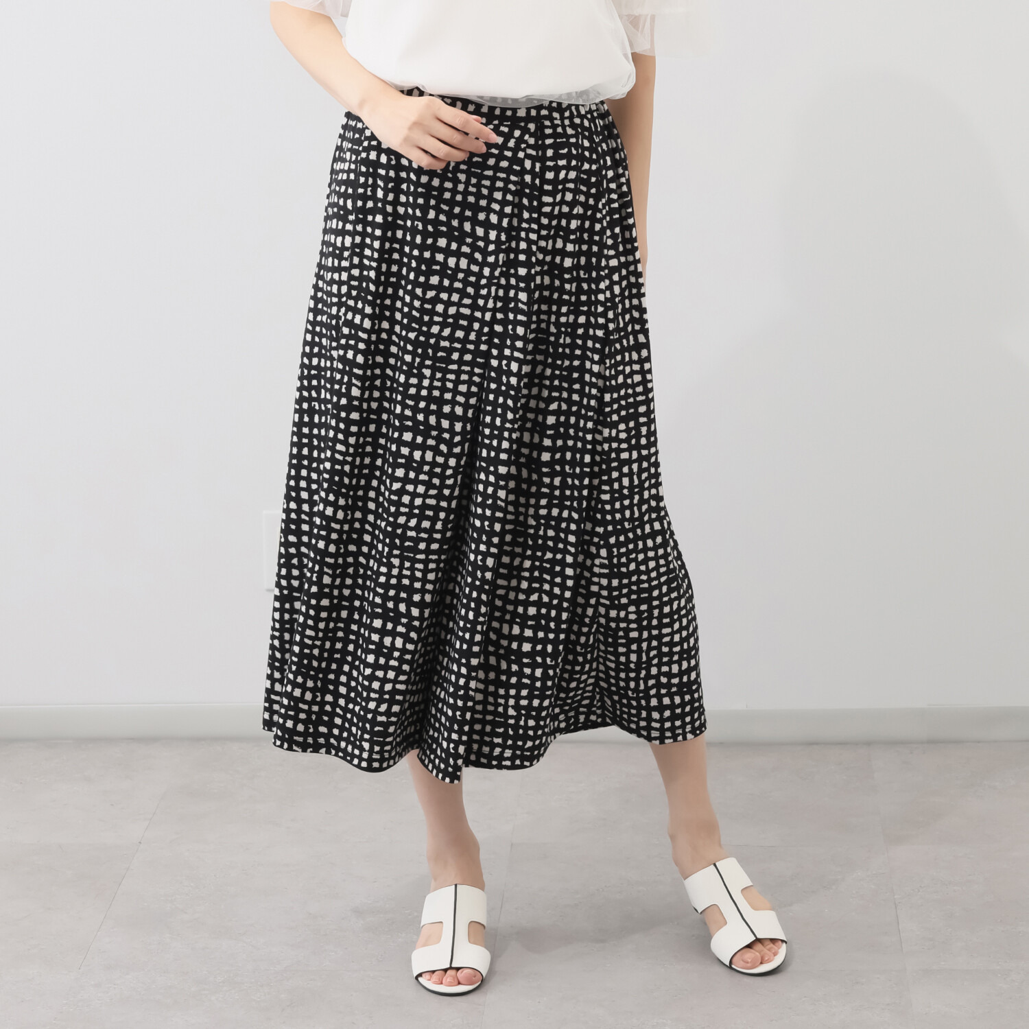 里麻 ＵＶカット・接触冷感 巻きスカート風 ワイドパンツ