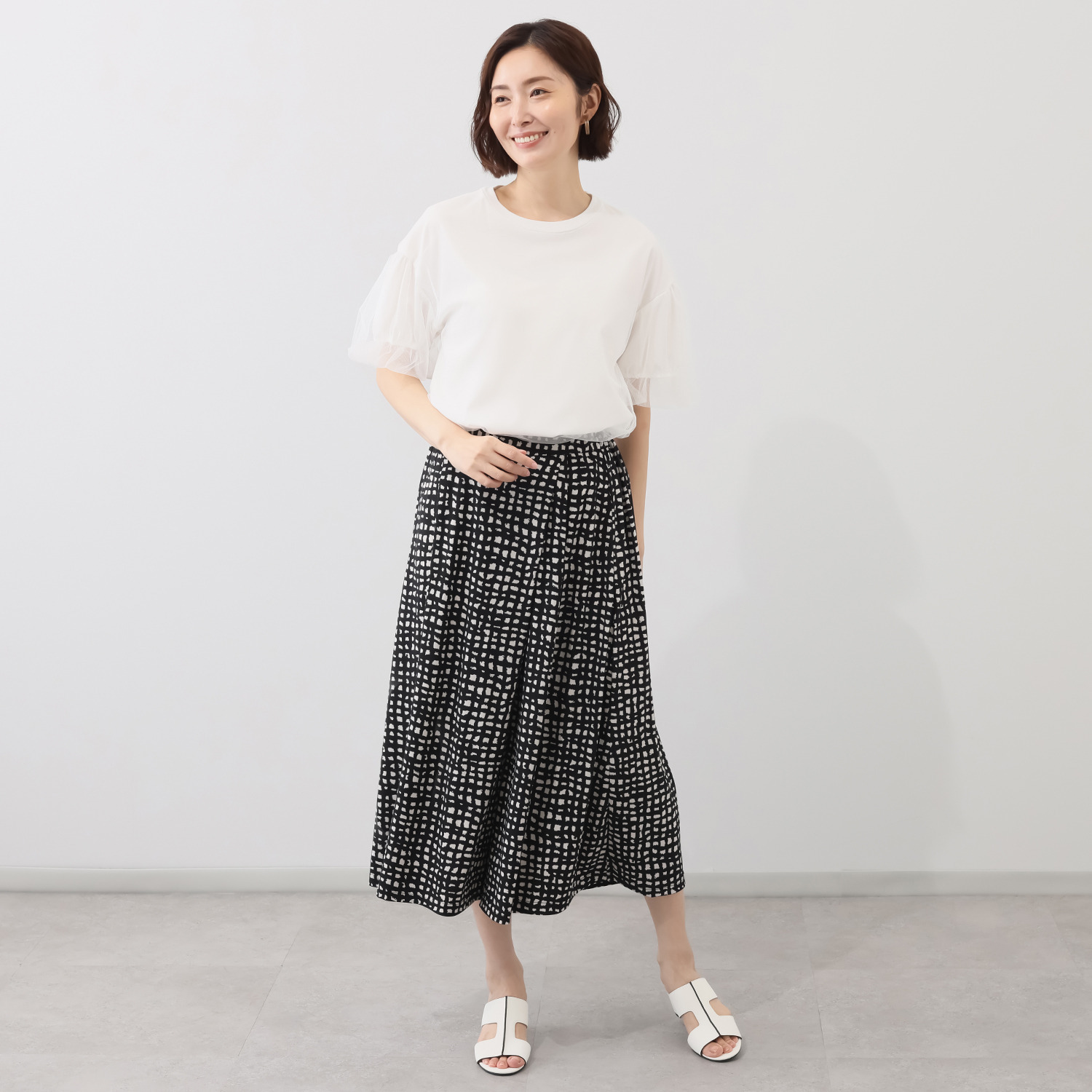 里麻 ＵＶカット・接触冷感 巻きスカート風 ワイドパンツ