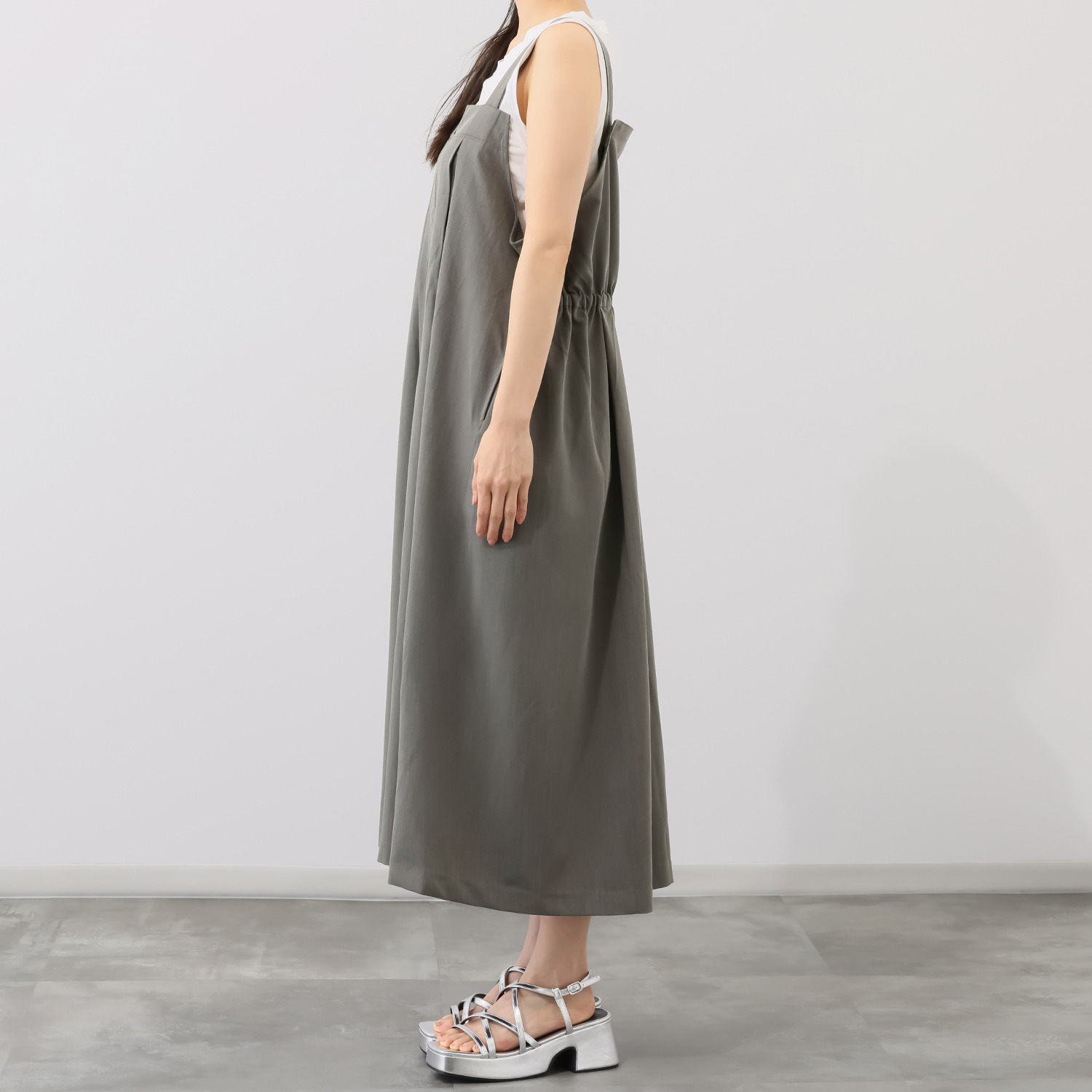 ヨウゾウカタブキ アシンメトリータック フロントファスナー ジャンパースカート