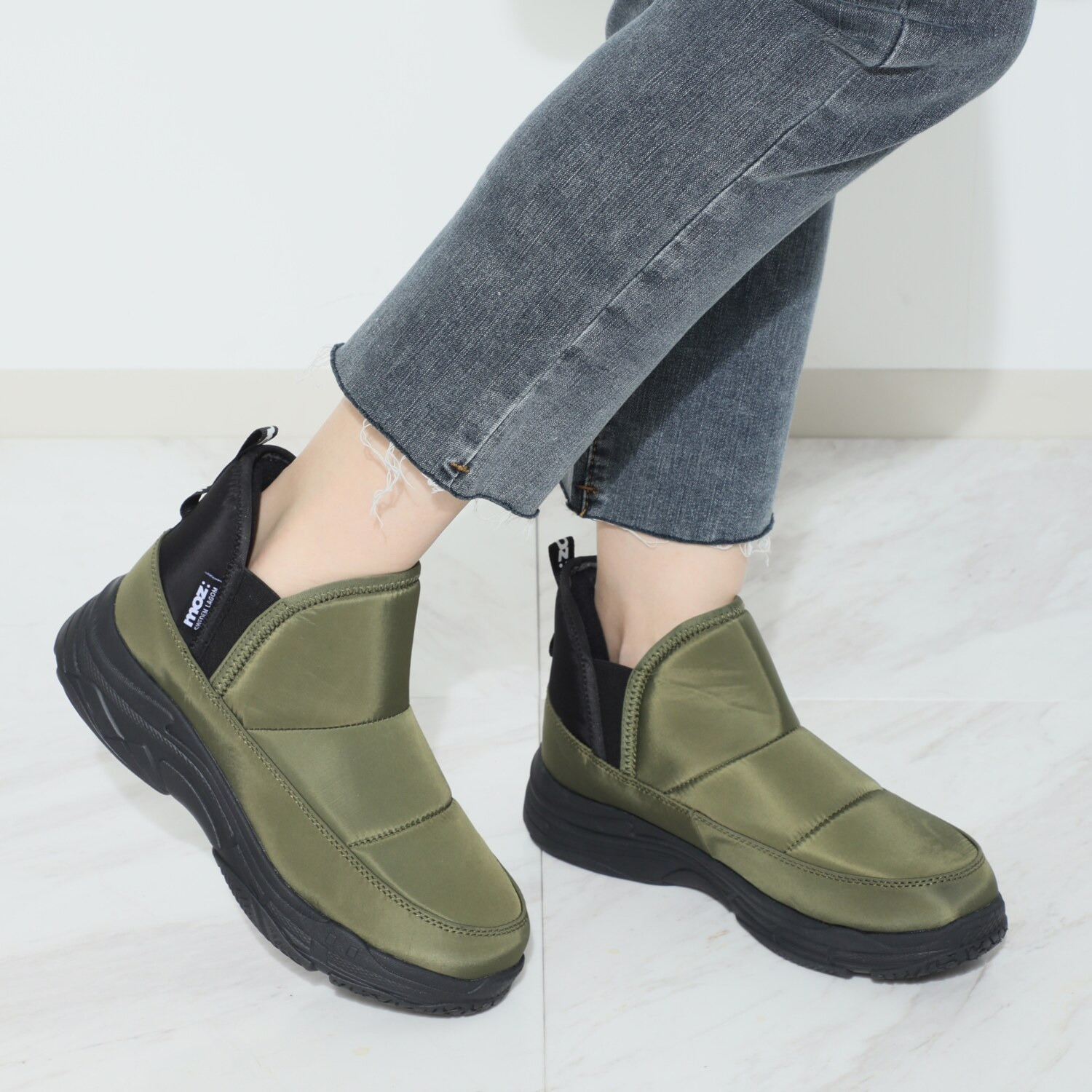 モズ はっ水・防水・軽量！ ワンステップで履ける らくらく快適ブーツ