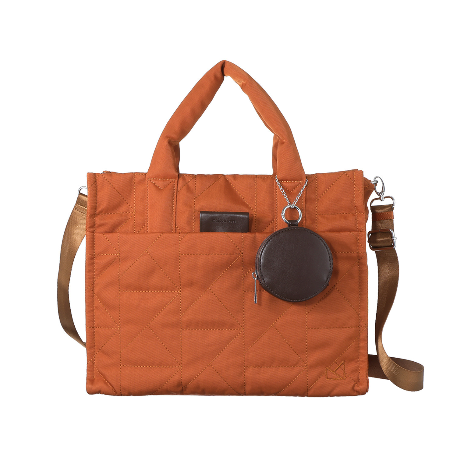 メゾンヴェール はっ水ナイロン ステッチデザイン ２ウェイトートバッグ ＜ラウンドポーチ付＞