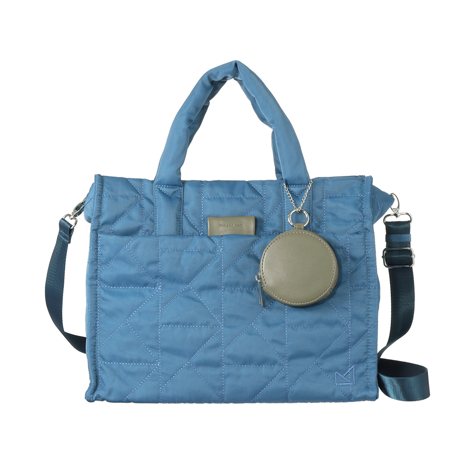 メゾンヴェール はっ水ナイロン ステッチデザイン ２ウェイトートバッグ ＜ラウンドポーチ付＞