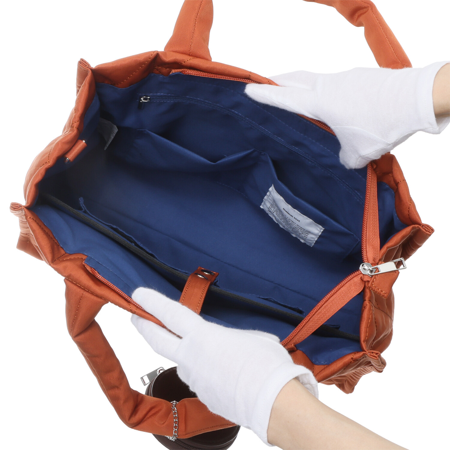 メゾンヴェール はっ水ナイロン ステッチデザイン ２ウェイトートバッグ ＜ラウンドポーチ付＞