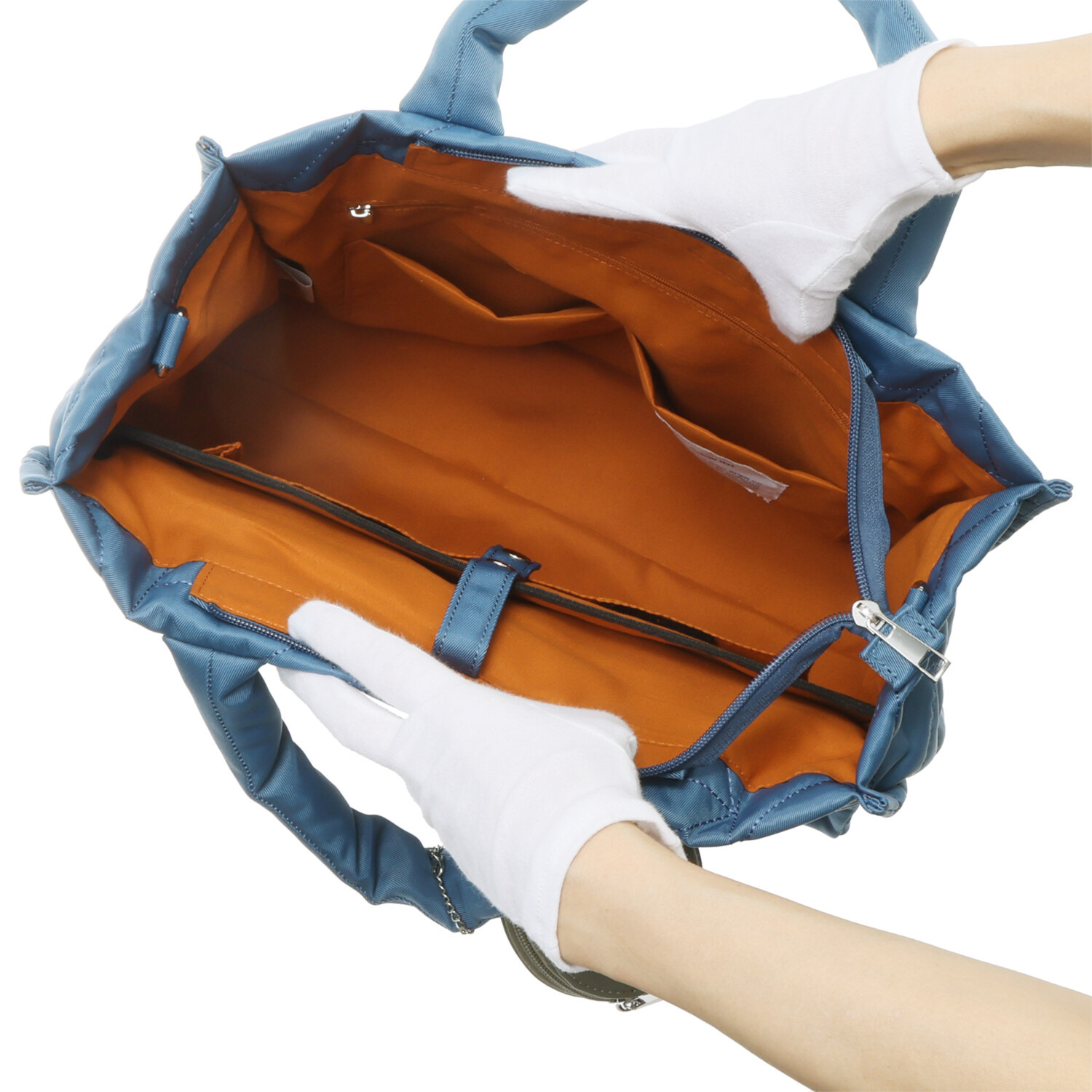 メゾンヴェール はっ水ナイロン ステッチデザイン ２ウェイトートバッグ ＜ラウンドポーチ付＞