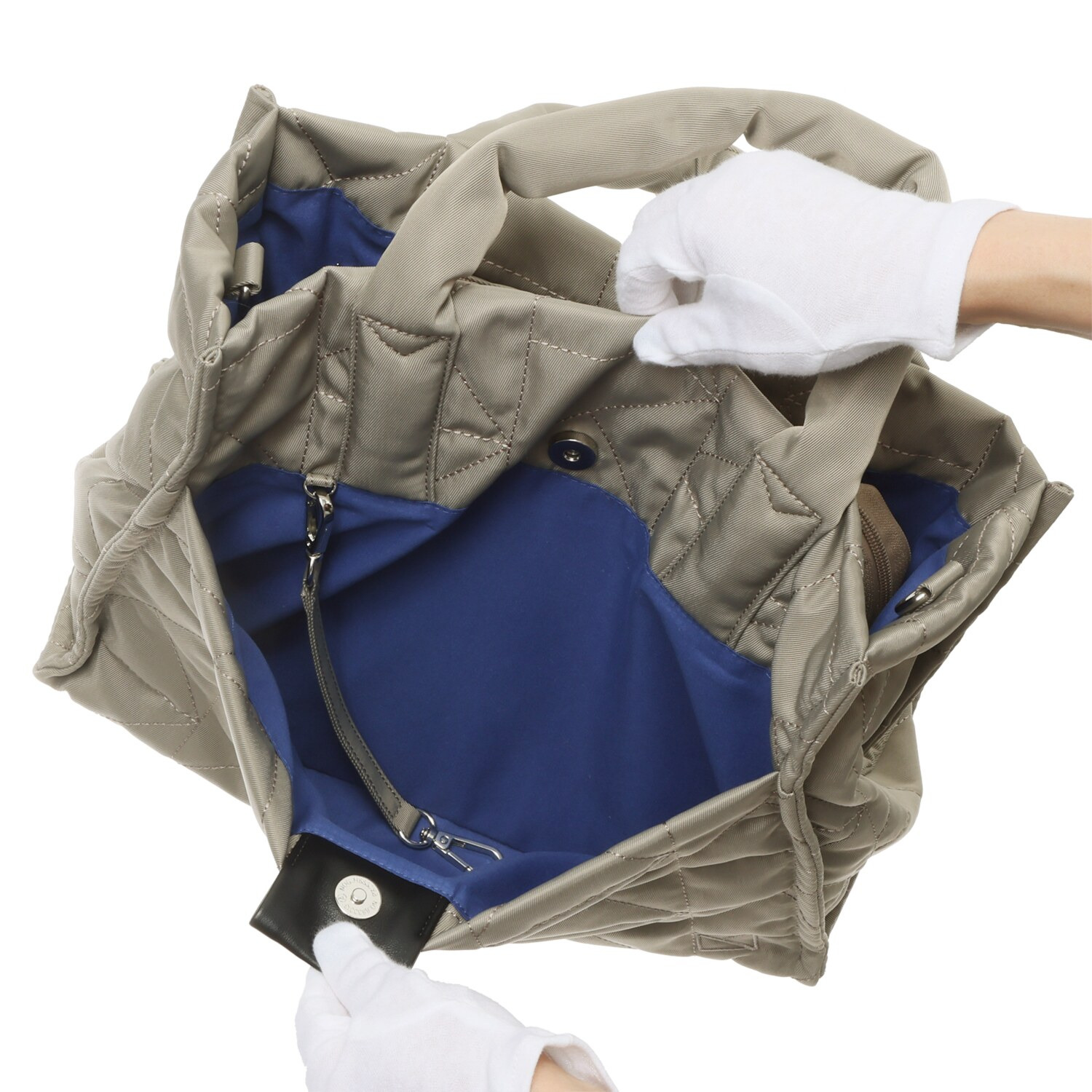 メゾンヴェール はっ水ナイロン ステッチデザイン ２ウェイトートバッグ ＜ラウンドポーチ付＞