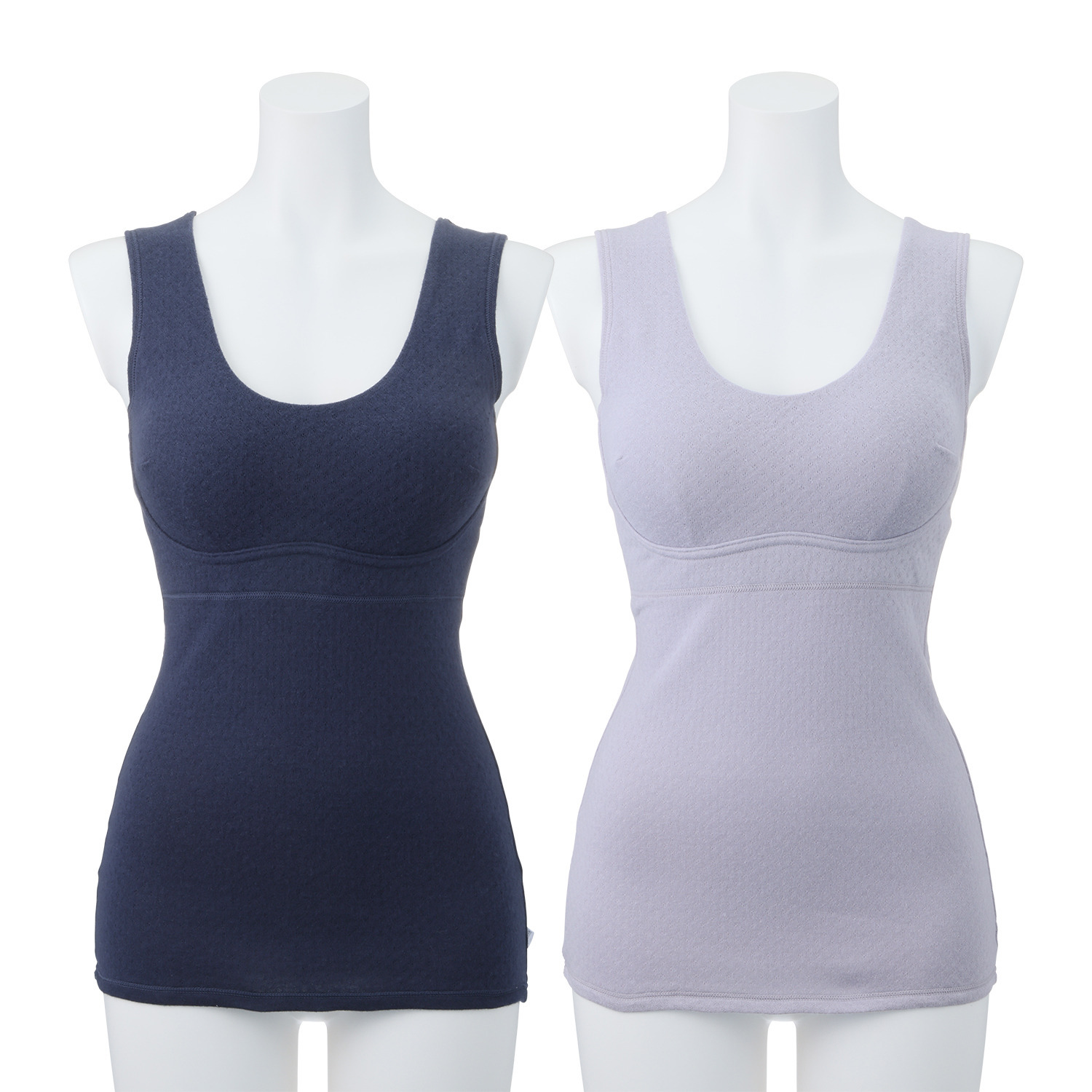 リラキュート 肌側綿１００％ カーゼ素材温活あったか カップ付タンクトップ ２枚セット