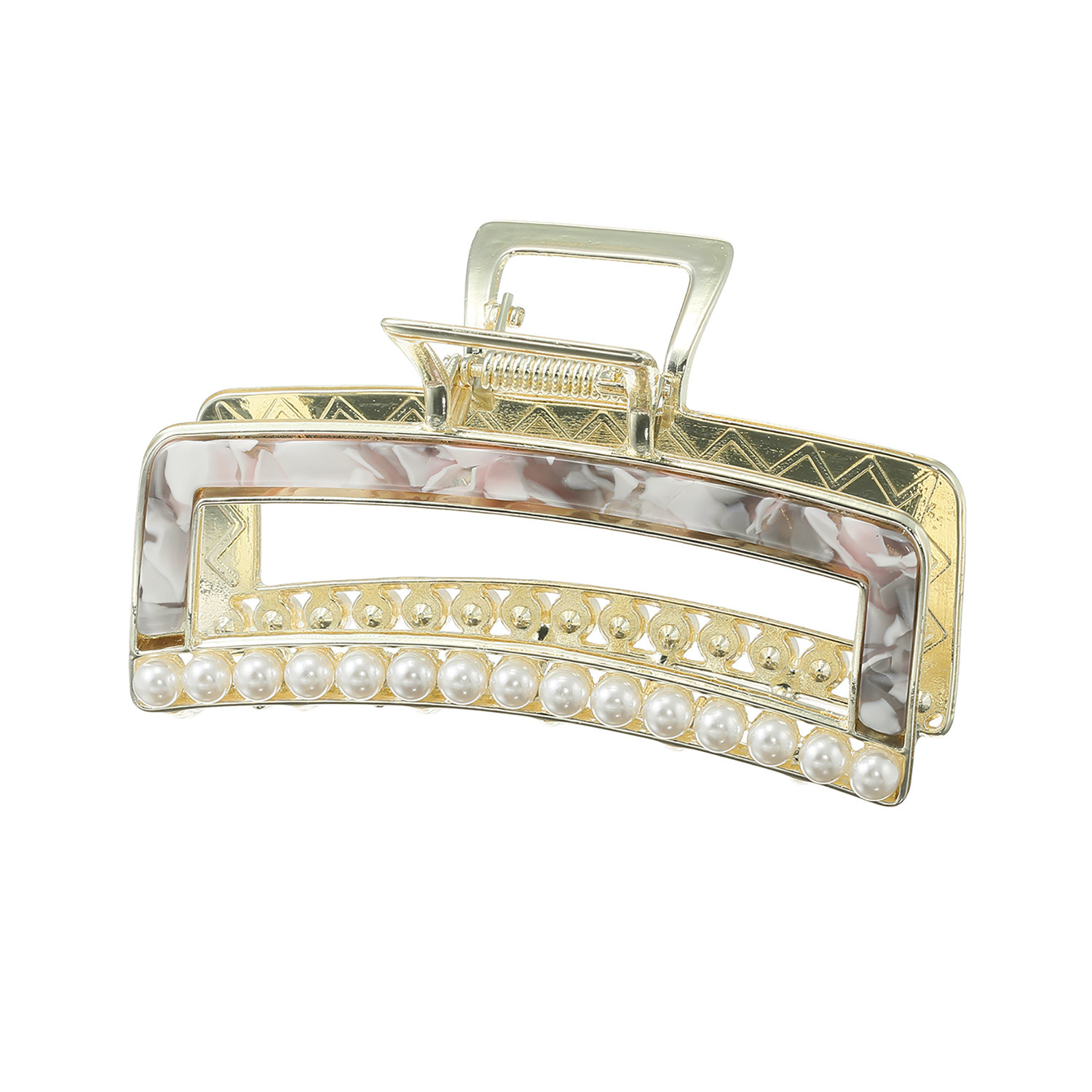 小枝流へアジュエリー パールビジュウ マーブルデザイン バンスクリップ