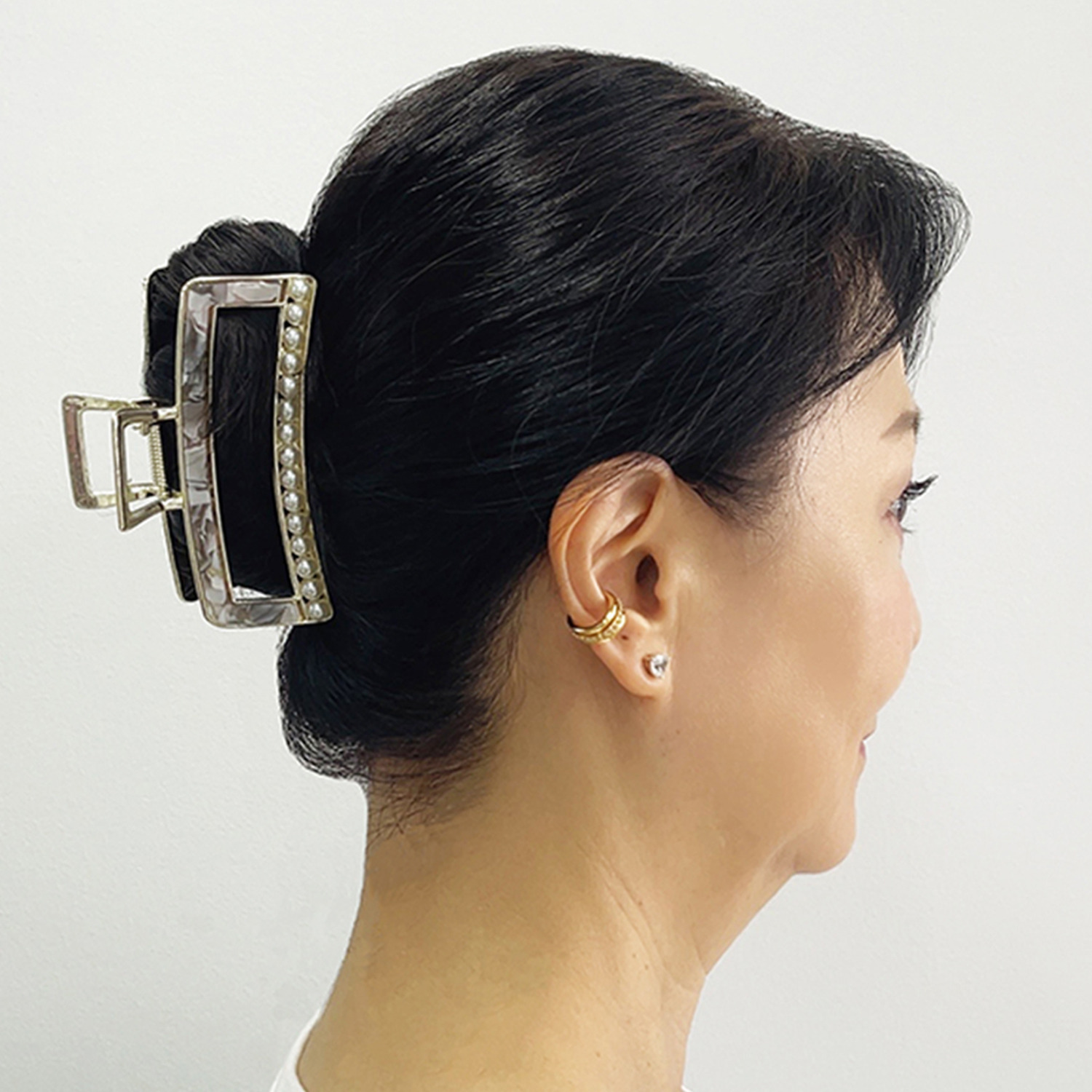 小枝流へアジュエリー パールビジュウ マーブルデザイン バンスクリップ