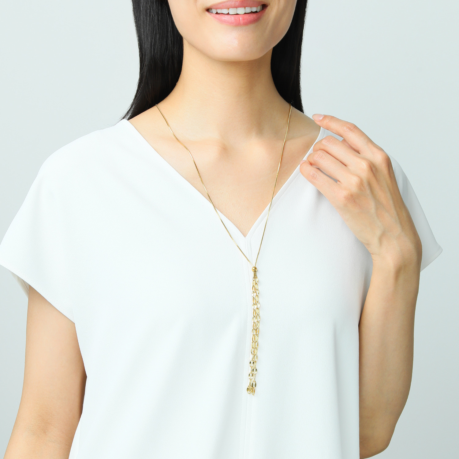 デルークス ステンレス スネーク＆ペタルチェーン Ｙ字ロングラリエット