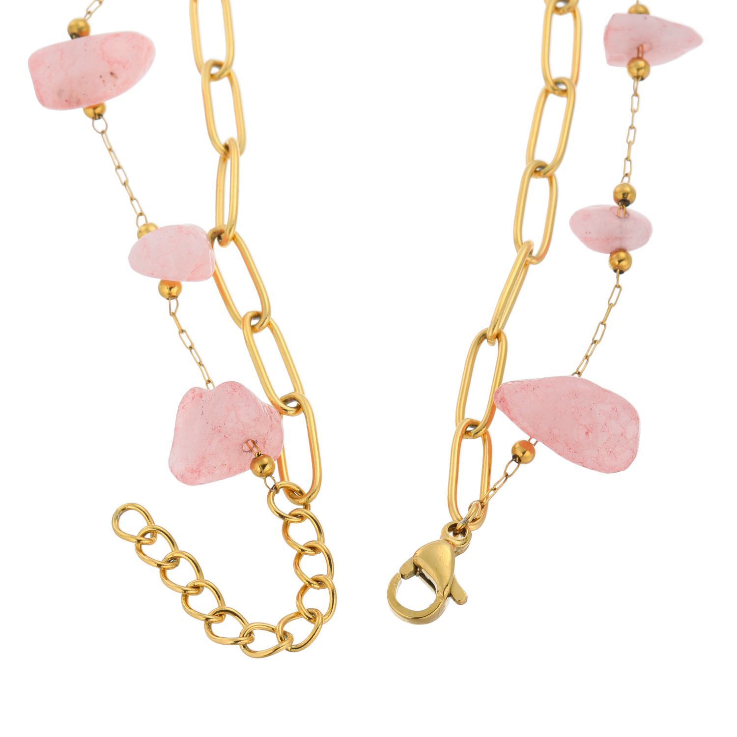 デルークス ステンレス ジェムストーン ２連 ステーションブレスレット