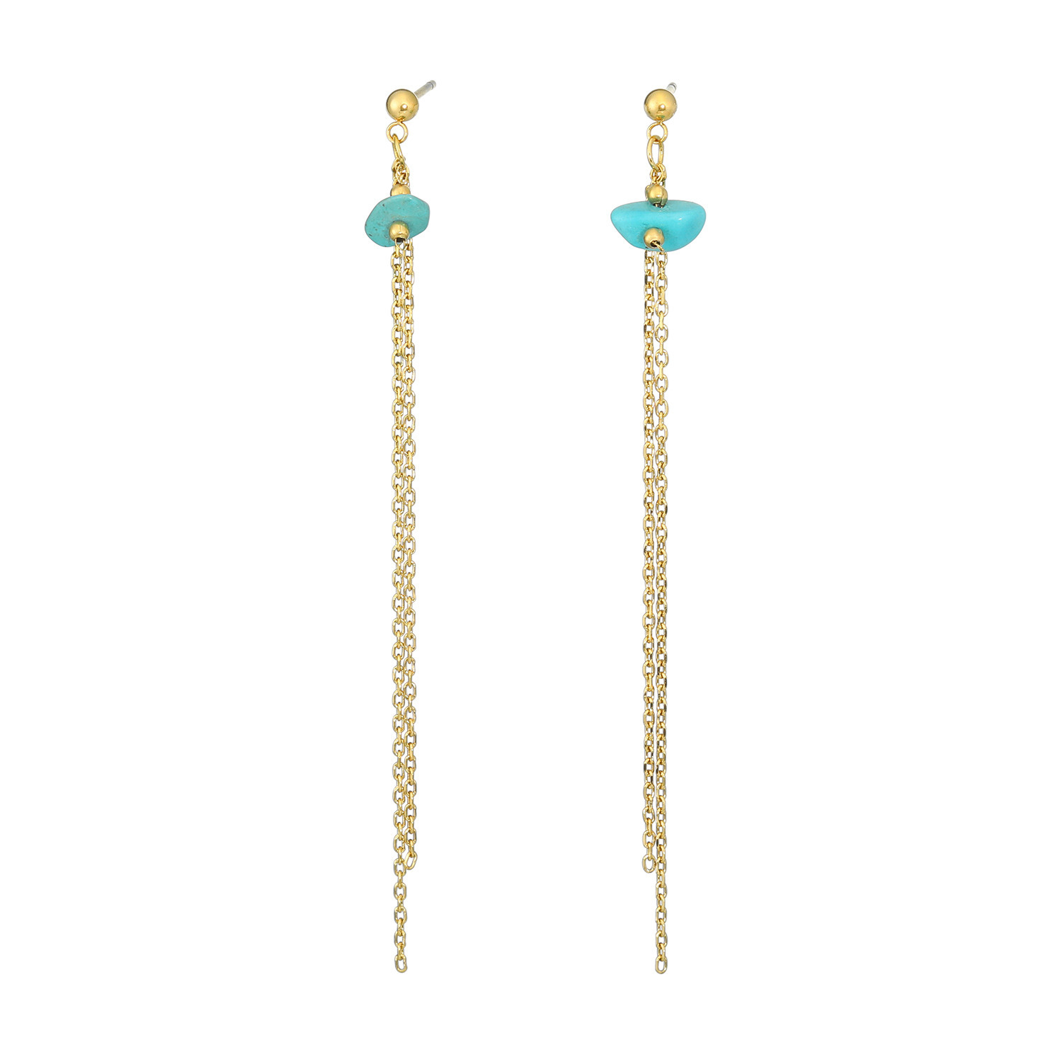 デルークス ステンレス ジェムストーン チェーンピアス