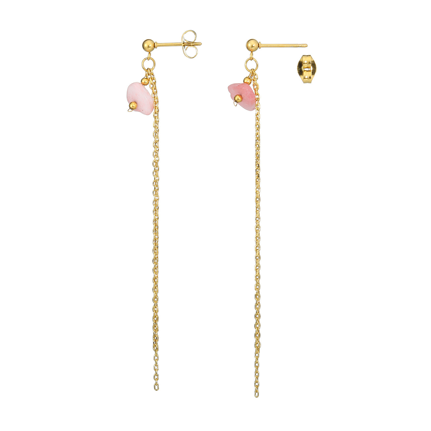 デルークス ステンレス ジェムストーン チェーンピアス