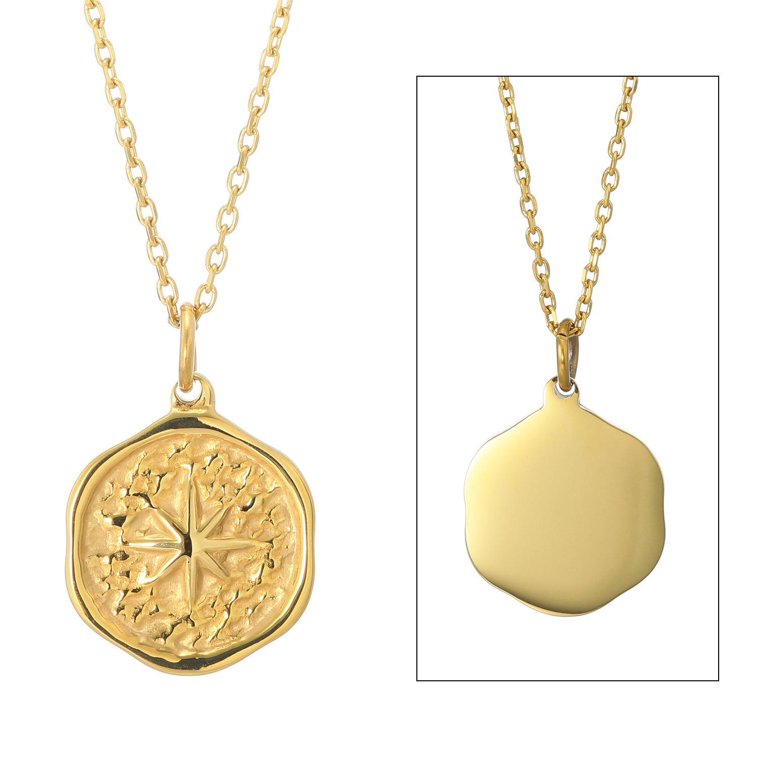 デルークス ステンレス シンプル コインネックレス