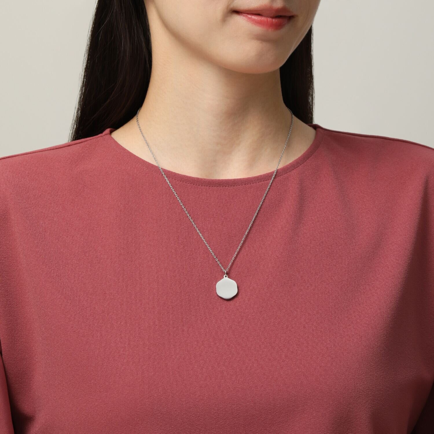 デルークス ステンレス シンプル コインネックレス