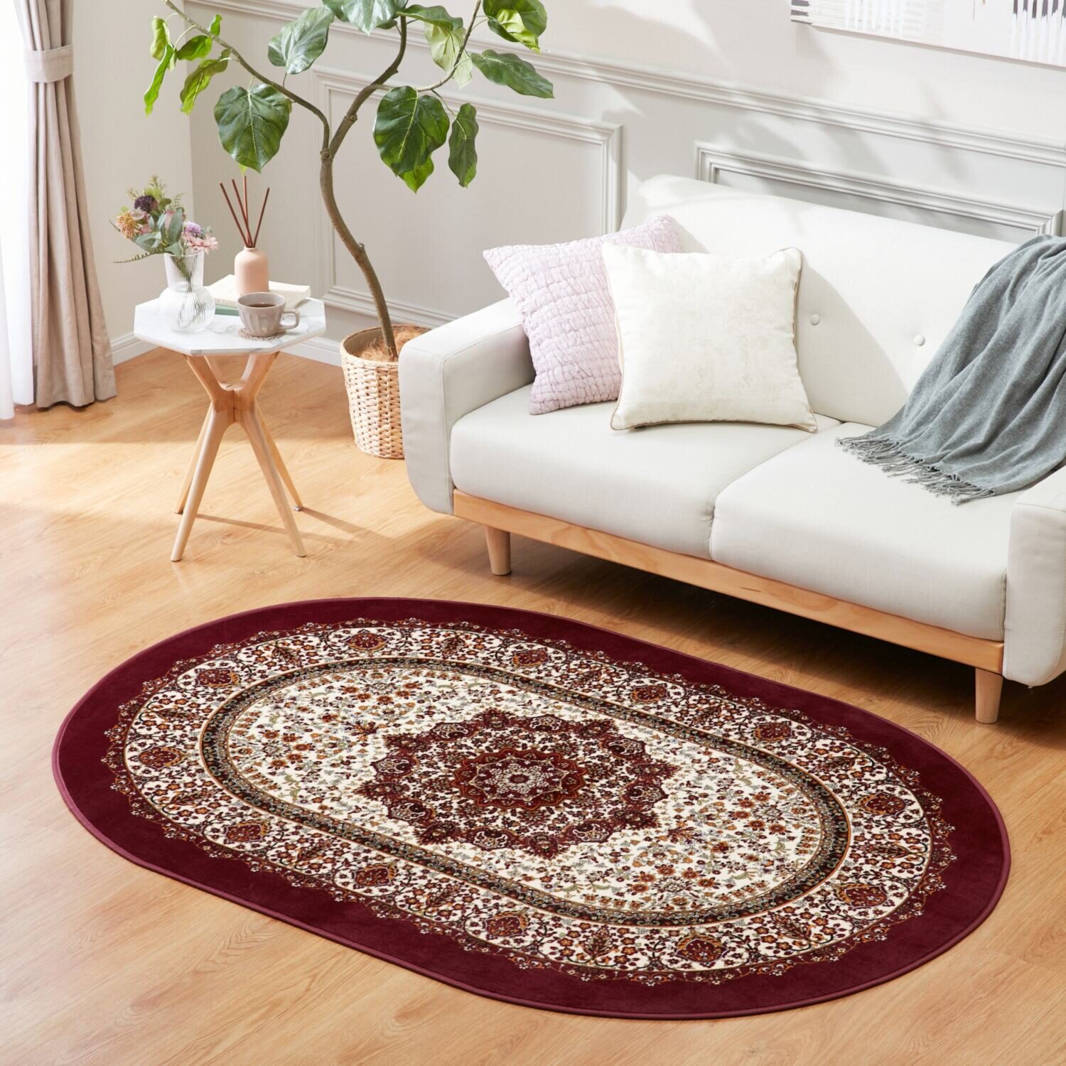 大津毛織 洗える、軽量、あたたかい 吸湿発熱ホットテックス カーペット ＜楕円長方形＞ １３０×１９０ｃｍ