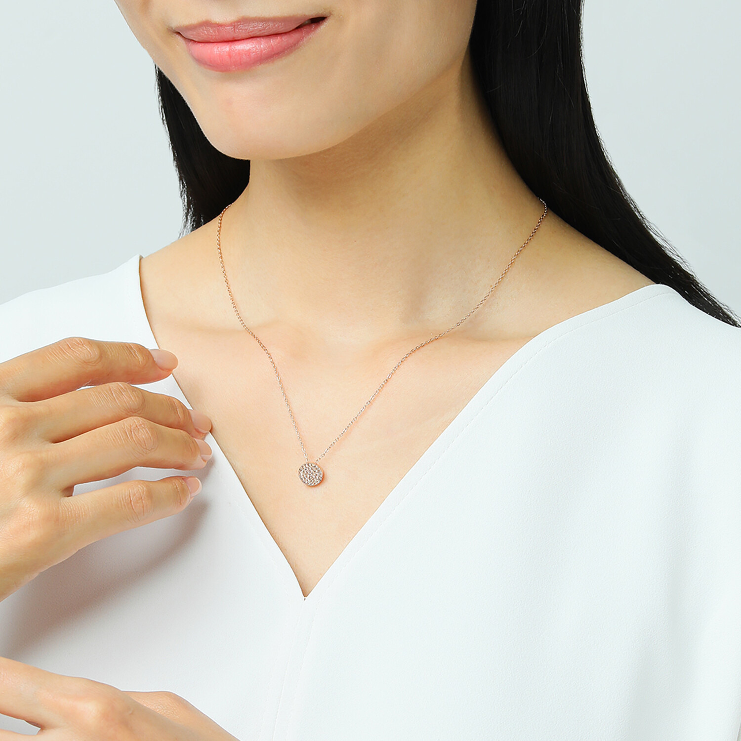 エービーステン ステンレス クリスタルガラス ラウンドパヴェ ペンダント