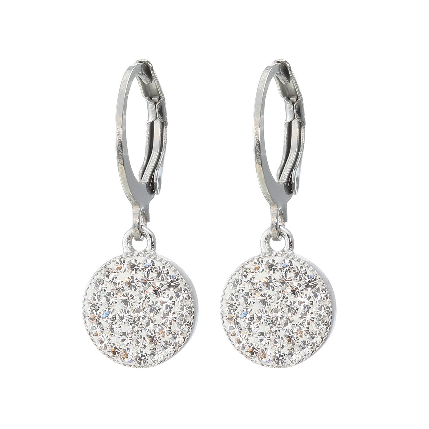 エービーステン ステンレス クリスタルガラス ラウンドパヴェ イヤリング／ピアス