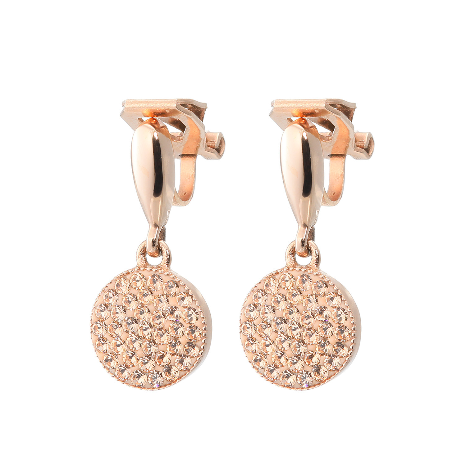 エービーステン ステンレス クリスタルガラス ラウンドパヴェ イヤリング／ピアス