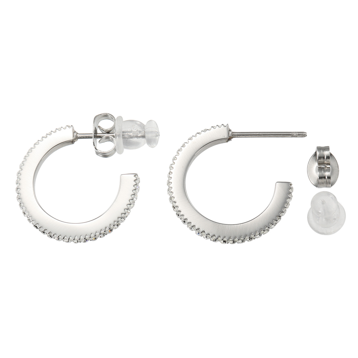 エービーステン ステンレス クリスタルガラス パヴェフープ イヤリング／ピアス