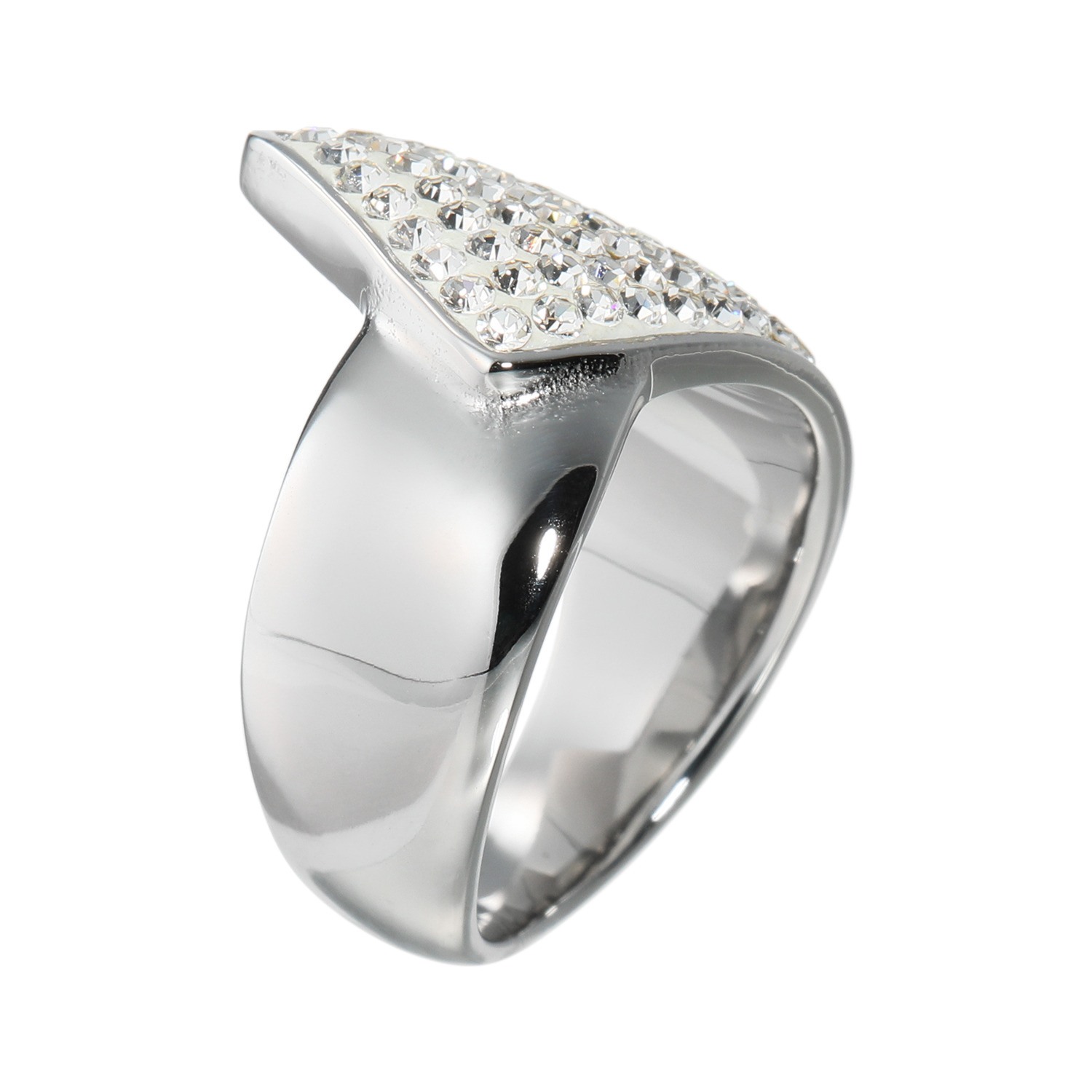 エービーステン ステンレス クリスタルガラス スパチュラデザイン リング