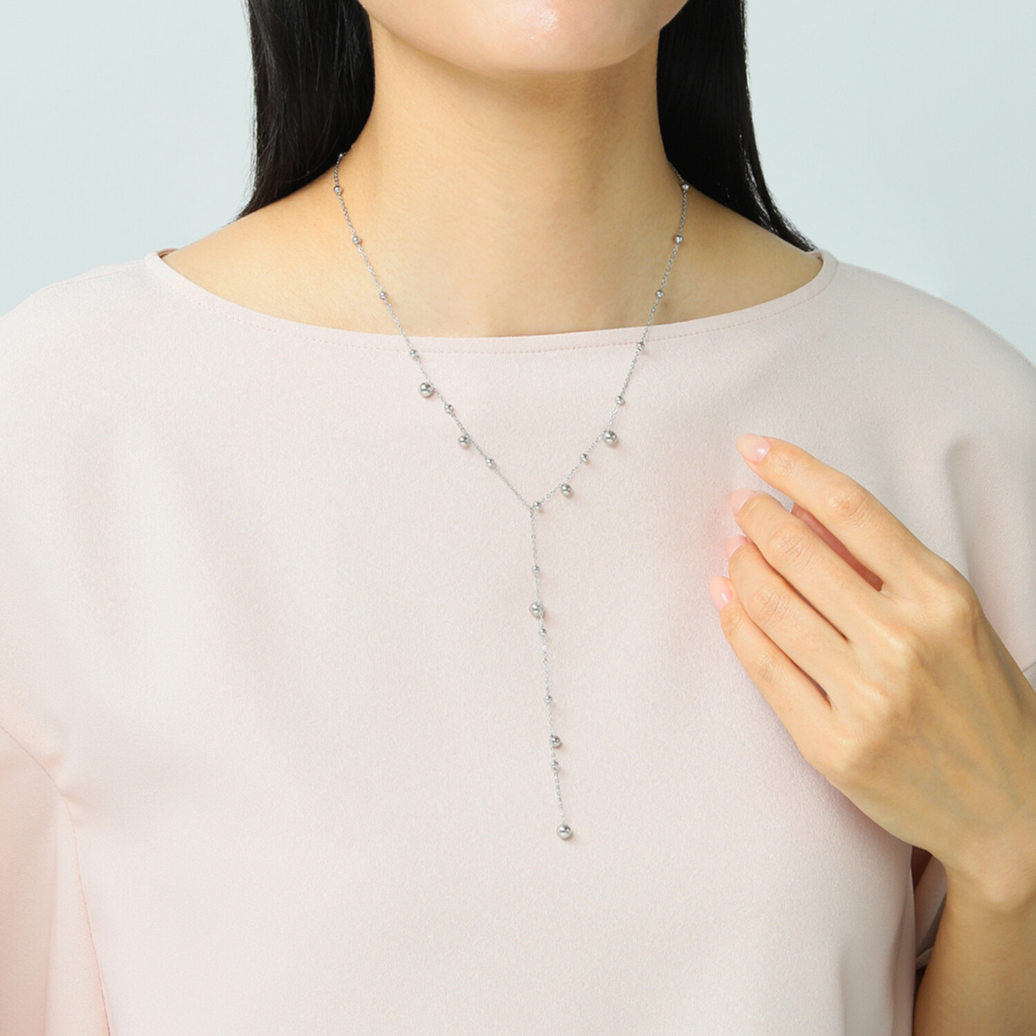 エービーステン ステンレス リズミカル ボールデザイン Ｙ字ネックレス