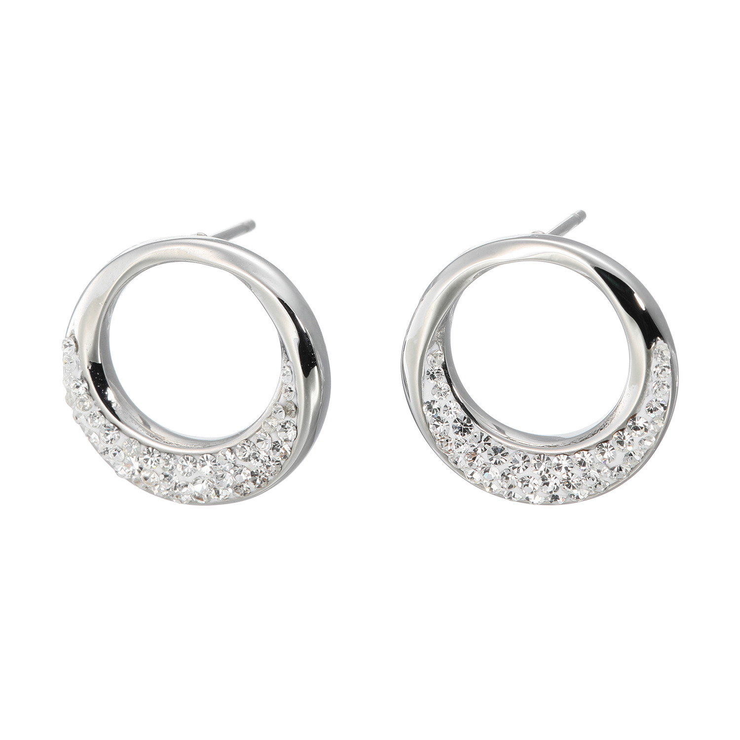 エービーステン ステンレス クリスタルガラス オープンラウンド イヤリング／ピアス