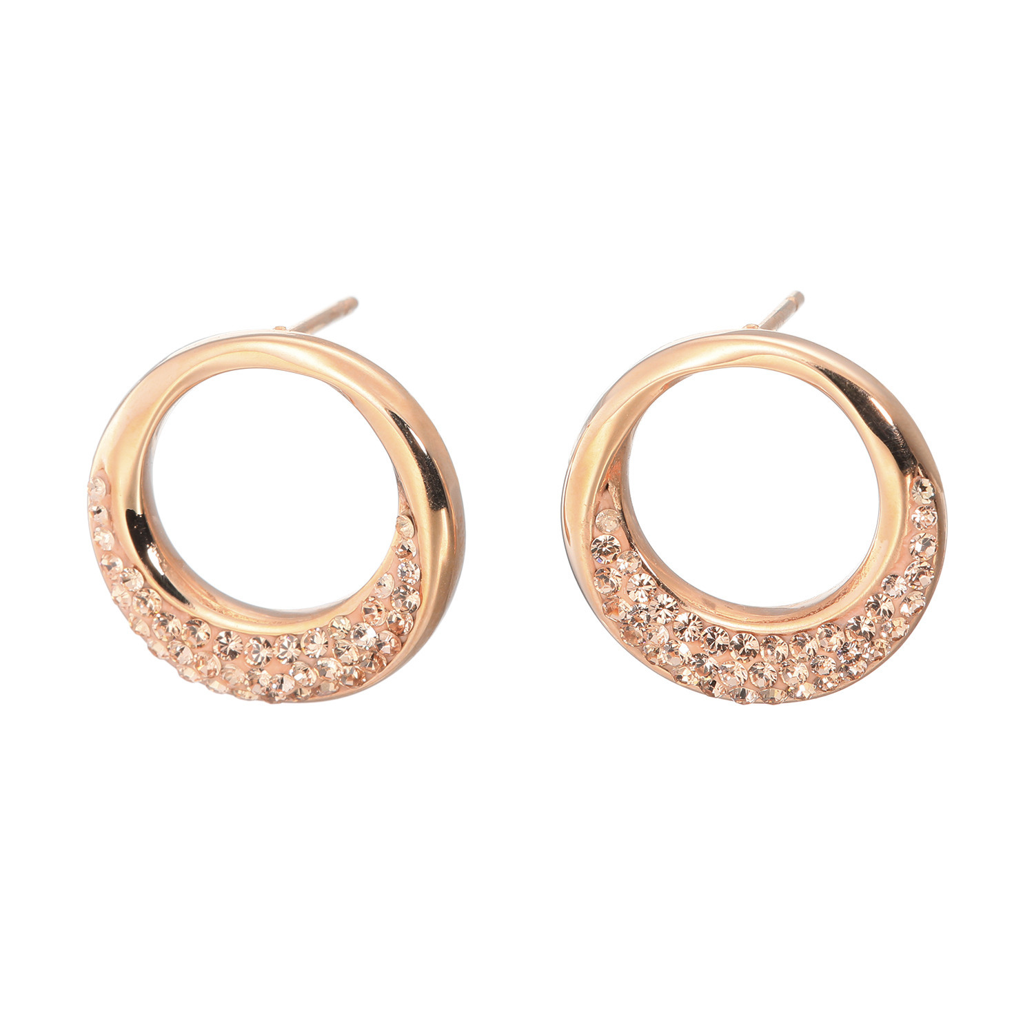 エービーステン ステンレス クリスタルガラス オープンラウンド イヤリング／ピアス